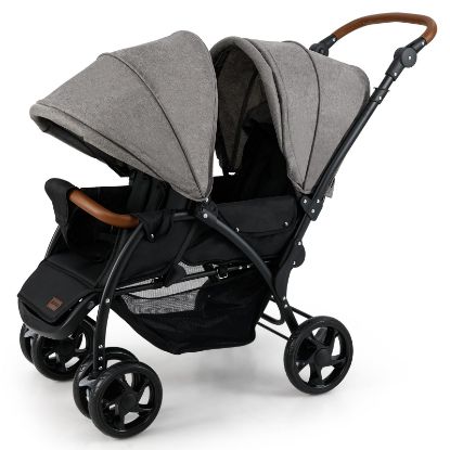 Picture of INFANS Double Stroller, Foldable Baby Tandem Stroller with Djustable Backrest Canopy Footrest, 5-Point Harness, Storage Basket, Convertible Compact Twin Stroller for Infants and Toddlers