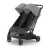 Picture of UPPAbaby Minu Duo Side-by-Side Double Stroller - Lightweight + Compact Design for Travel - Easy Fold- From Birth to Toddler - Independent Recline -Greyson(Charcoal Mlange/Carbon Frame/Saddle Leather)