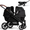 Picture of Wagon Stroller for 2 Kids, All-Terrain with Removable UV-Protection Canopy , Adjustable Push/Pull Handle, Snack Tray & Cup Holders, Perfect for Baby and ToddlerBlack)