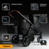Picture of Wagon Stroller for 2 Kids, All-Terrain with Removable UV-Protection Canopy , Adjustable Push/Pull Handle, Snack Tray & Cup Holders, Perfect for Baby and ToddlerBlack)