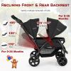 Picture of HONEY JOY Double Stroller, Foldable Lightweight Infant Twin with Tandem Seating, 5-Point Harness, Recline Seat, Storage Basket, Compact Baby Double Stroller Newborn and Toddler (Black)
