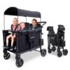 Picture of WONDERFOLD W4 Elite Pro Stroller Wagon (4 Seater) - Wagon Stroller with 5-Point Harnesses, Adjustable Push Handle, and Adjustable Sun Canopy - Safety Certified, Jet Black