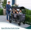 Picture of WONDERFOLD W4 Elite Pro Stroller Wagon (4 Seater) - Wagon Stroller with 5-Point Harnesses, Adjustable Push Handle, and Adjustable Sun Canopy - Safety Certified, Jet Black