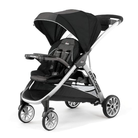 Picture of Chicco BravoFor2 Standing/Sitting Double Stroller - Iron, Black/Grey
