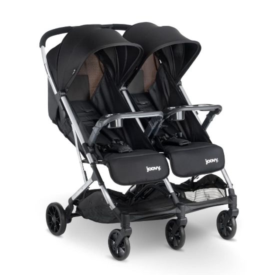 Picture of Joovy Kooper X2 Double Stroller, Lightweight Travel Stroller, Compact Fold with Tray, Black