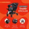 Picture of Baby Trend Double Stroller with Canopy Visors, Storage Basket and 2 Cup Holders, Sit N' Stand 2.0 DLX, Stormy - Foldable Infant and Toddler Tandem Stroller and Travel System