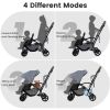 Picture of INFANS Sit and Stand Double Stroller, Foldable Tandem with Standing Platform Reclining Backrest, Adjustable Handlebar and Footrest, Storage Basket 5-Point Harnesses, Baby Pushchair for Toddlers