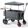 Picture of EVER ADVANCED Side-Unzip Stroller Wagon for 2 Kids - 2-in-1 Bench Mode & All-Terrain Push-Pull Wagon - Spica Cast & Special Needs Friendly - JPMA Certified, UV Canopy, Foldable for Zoo, Beach & Travel