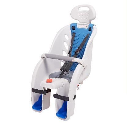 Picture of Schwinn Deluxe Child Bike Carrier, Seats one Kid Ages 1+, Frame Mount, 3-Point Safety Harness and Foot Wells, Quick Release Design, Comfortable Padding, Rear-Mounted Child Bike Seat for Toddler