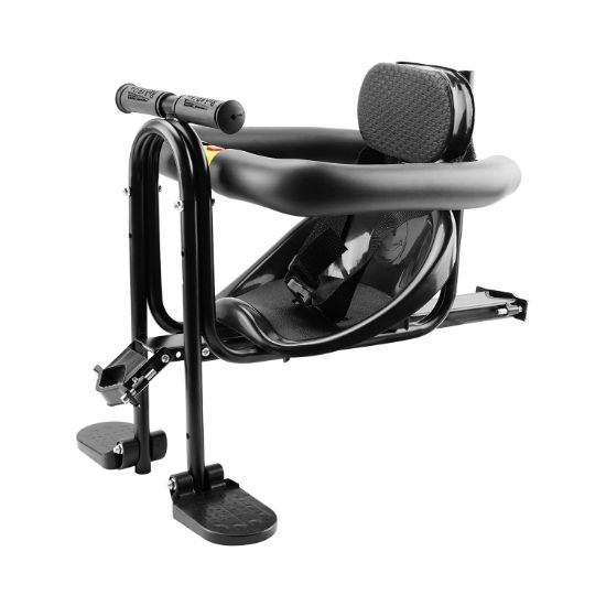 Picture of YouTeMei Child Bike Seat, Front Mount Bike Seat for Mountain Bike, Kid Bike Carrier with Handrail Seat Belt and Pedal,PVC Hard Seat