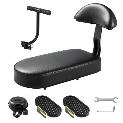 Picture of Zacro Kids Bike Seat Set, Comfort Bike Seat with Backrest, Wide Child Bicycle Rear Seat Cushion Back Safety Armrest Handrail Feet Pedals, Children Bicycle Back Seat for Over 5 Years Old