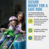 Picture of iBert Front Mounted Child Seat with Patented Mounting for Easy and Secure Installation - Childs Bike Seat with 3-Point Safety Harness and Adjustable Foot Cups - Durable Plastic Shell, Green