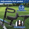 Picture of Kids Bike Seat with Guardrail Child Bike Seat Detachable Front Mounted Toddler Bicycle Seats Bicycle Seats with Foot Pedals for Children 1~4 Years Compatible with All Adult MTB