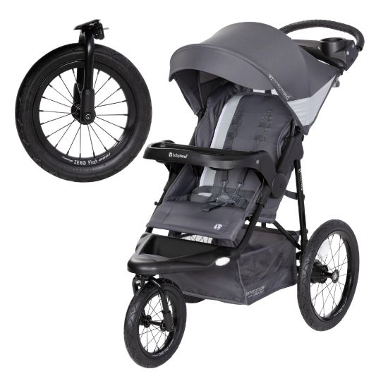 Picture of Baby Trend Expedition Zero Flat Jogger with LED Lights, Dash Grey