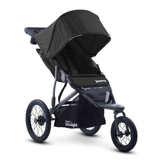 Picture of Joovy Zoom360 Ultralight Jogging Stroller Featuring High Child Seat, Shock-Absorbing Suspension, Extra-Large Air-Filled Tires, Parent Organizer, Air Pump, and Easy One-Hand Fold (Black)