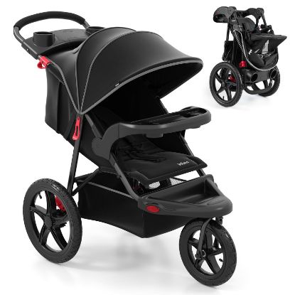 Picture of INFANS Jogging Stroller, Foldable Jogger with Air-Filled Tires Shock Absorbing Suspension Adjustable Backrest, Baby Running Strollers