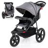 Picture of BABY JOY Jogging Stroller, Foldable Jogger Stroller with Adjustable Canopy & Backrest, Air-Filled Tires, Child & Parent Tray, Cup Holders, Storage Basket, Running Stroller for Babies Toddlers (Gray)