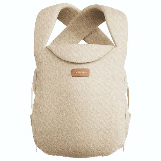 Picture of Momcozy Newborn Carrier WeeSnug- Lightweight and Cozy Comfort for 7-25 lbs, Ergonomic Cross-Back Support, Effortless to Put On, Hands-Free Baby Carrier with Lumbar Support, Khaki
