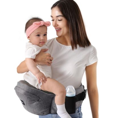 Picture of HKAI Baby Hip Carrier,Baby Carrier with Adjustable Waistband & Breathable Mesh, Ergonomic Carrier with Non-Slip Hip Seat Surface for Newborns & Toddlers (Grey)