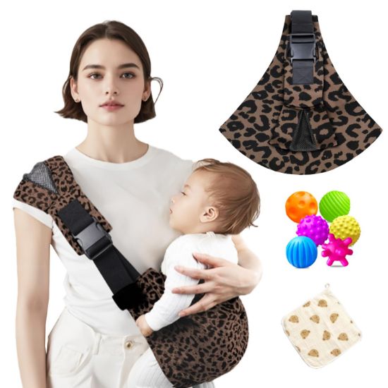 Picture of Baby Sling Carrier Adjustable Baby Sling 2025 Upgraded Toddler Sling Comfortable Baby Wrap Carriers Ergonomic-Designed, Travel Friendly Carrying 10-45 LbsLeopard