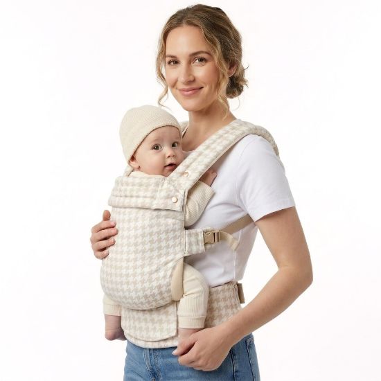 Picture of Baby Carrier Newborn to Toddler- Pure Cotton Double-Side Skin-Friendly Baby Carrier,3 Carry Positions Newborn Carrier, Ergonomic,Cozy and Lightweight Infant Carrier for 7-40lbs,White Houndstooth
