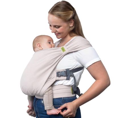 Picture of Boba Bliss Pre-Wrapped Baby Carrier with Buckle - Newborn to 7-35 lbs Light, Breathable & Easy to Adjust Hybrid Infant Sling & Toddler Carrier - Certified Hip-Healthy for 0-18 Months - Gray