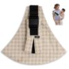 Picture of Lujifo Baby Sling Carrier for Toddler, Houndstooth Baby Carrier Sling, Premium Cotton Linen Adjustable in Both Front and Back Shoulder Strap, Portable and Lightweight Toddler Carrier