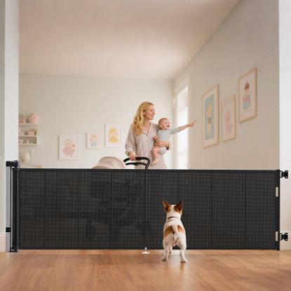 Picture of Miumoon 120 inch Retractable Baby Gates 34 inch Tall, Retractable Gate with Reinforced Strip Design to Prevent Crawling Through, 10 FT Extra Wide Retractable Dog Gate for Indoor/Outdoor