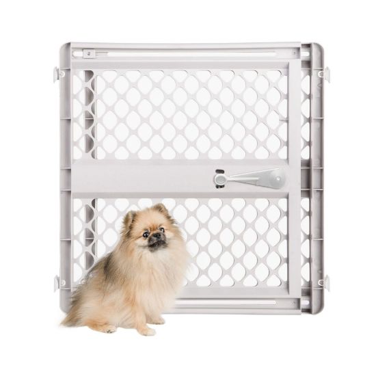 Picture of MYPET Universal Pet Gate: 26 - 42 Wide Dog Gate for Doorways with Pressure Fit or Swinging Door Hardware Mounting Types Included: 26" Tall; Gray