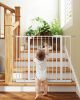 Picture of keny 29"-42.5" Baby Gate for Stairs, Auto Close Safety Dog Gate, Pressure Mounted Easy Walk Through Pet Gate for Doorways, Durable Stair Gate, 30" Tall, White