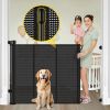 Picture of Reinforced 42 Extra Tall Retractable Baby Gates with Rods, Extends up to 60 Wide, Tall Retractable Dog Gate for Doorways Prevent Crawling Through Mesh Pet Gate Indoor Outdoor, Black