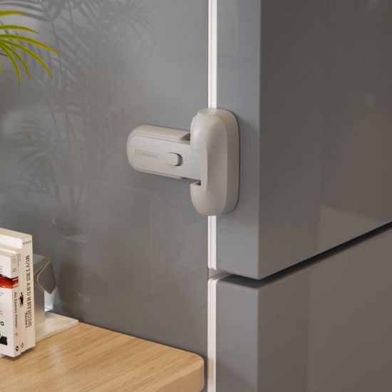 Picture of Mom's Choice Gold Awards Winner - EUDEMON 1 Pack Updated Child Proof Refrigerator/Fridge/Freezer Door Lock Apply to Max 1"(25mm) Sealing Strip for Toddlers and Kids, no Tools Need or Drill (Grey)