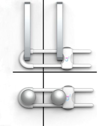 Picture of QT BABY Baby Proofing Cabinet Locks | Adjustable U Shaped Baby Safety Latches for Drawers, Fridge, Closet |Modern Baby Proofing Cabinet Lock with Extra Secure Lock Buttons (Pack of 2, White)