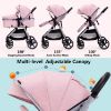 Picture of Lortsybab 2-in-1 Baby Stroller - Folding Infant Newborn Pram Stroller with Reversible Seat - Toddler Strollers for 0-36 Months Old Babies (Pink)