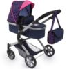 Picture of Bayer Pram Neo City Doll Stroller - Blue & Pink, 2-in-1 Convertible Jogger, Foldable Pushchair for 20in Dolls