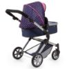 Picture of Bayer Pram Neo City Doll Stroller - Blue & Pink, 2-in-1 Convertible Jogger, Foldable Pushchair for 20in Dolls