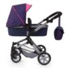 Picture of Bayer Pram Neo City Doll Stroller - Blue & Pink, 2-in-1 Convertible Jogger, Foldable Pushchair for 20in Dolls