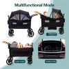 Picture of Luxury Wagon Stroller for 2 Kids & Cargo-Lightweight Foldable Travel Push Pull All-Terrain Double Wagon for Newborn&Toddler with 5-Point Harness,Adjustable Handle, Canopy,Tray Table,Cup Holder