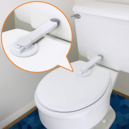 Picture of Baby Toilet Lock by Wappa Baby - 9"L x 4"W - Ideal Baby Proof Toilet Lid Lock - No Tools Needed Easy Installation with 3M Adhesive - Top Safety Toilet Seat Lock - Fits Most Toilets - White (1 Pack)