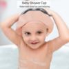 Picture of KOMIDK Baby Kids Shower Cap Shampoo Bath Bathing Hat Silicone Adjustable Washing Hair Shower Bathing Protection Shower Cap for Toddler, Baby, Kid, Children (Pink)