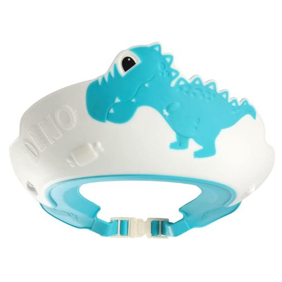 Picture of Baby Shower Cap Shield, Shower Cap for Kids, Visor Hat for Eye and Ear Protection for 0-9 Years Old Children,Cute Dinosaur/Crocodile/Hippo shape Makes the Baby Bath More Fun (Dinosaur, Blue)