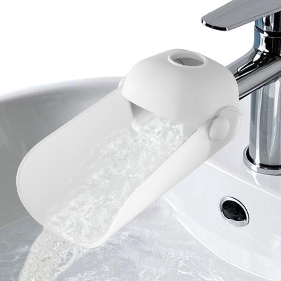 Picture of KOMIDK Faucet Extender for Bathroom Sink Faucet Extender for Toddlers Bathroom Sink Kitchen Bathtub (Grey)