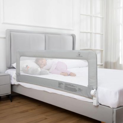 Picture of ComfyBumpy 1-Pack Bed Rail for Toddlers 55.5" L x 19.5" H | Toddler Bed Rails for Twin, Full, Queen & King Mattress Size | Swing Down Rail Guard | Mattress Side Rail for Kids | Gray