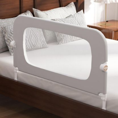 Picture of FigTime Bed Rail for Toddlers, Baby Bed Rail Guard for Kids, Toddler Bed Rails with Reinforced Anchor Fit, Height Adjustable & Foldable Bed Rail Guard for Twin, Full, Queen & King Beds (Grey, 32IN)