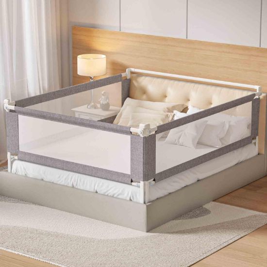 Picture of PurePapoose 3-Piece King Size Bed Rail for Toddlers - Height Adjustable Baby Bed Rail Guard with Headboard Rod,Safety Bed Rails for King Size Bed with Child Lock(78.74x78.74x74.8 Inch)