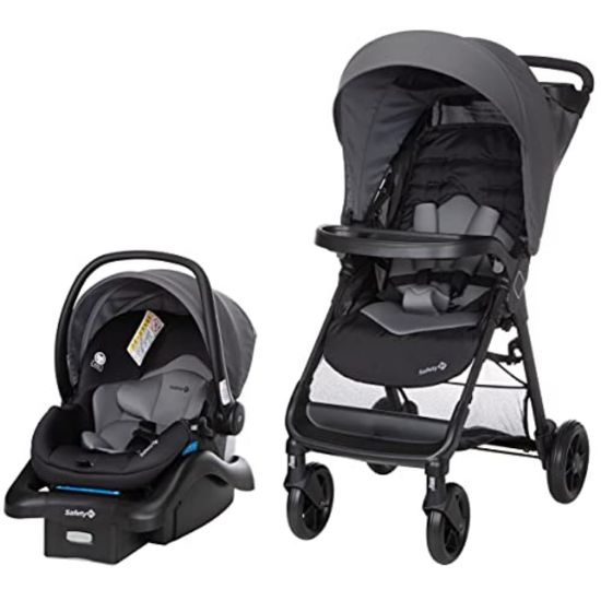 Picture of Safety 1st Smooth Ride Travel System Stroller and OnBoard FLX Infant Car Seat, Newborn to Toddler Baby Combo, Easy-Install, Large Canopy, Ample Storage, Foldable, Rear-Facing 4-30 lbs, Monument