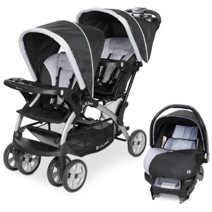 Picture of Baby Trend Infant and Toddler Double Stroller & Car Seat Combo, 2 Pc Set, Stormy - Portable and Lightweight Stroller Duo and Car Seat Travel System Tandem