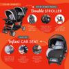 Picture of Baby Trend Infant and Toddler Double Stroller & Car Seat Combo, 2 Pc Set, Stormy - Portable and Lightweight Stroller Duo and Car Seat Travel System Tandem