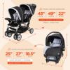 Picture of Baby Trend Infant and Toddler Double Stroller & Car Seat Combo, 2 Pc Set, Stormy - Portable and Lightweight Stroller Duo and Car Seat Travel System Tandem