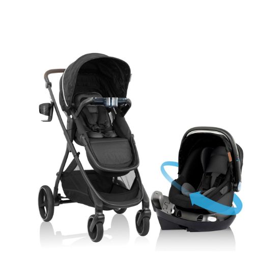 Picture of Evenflo Shyft Intuiti+ Travel System Featuring Revolve180 LiteMax NXT Rotating Rear-Facing Lightweight Preemie and Infant Car Seat with SensorySoothe 3-30 lbs. (Dubhan Black)